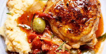 Chicken Breasts with Tomatoes, Olives and Mushrooms