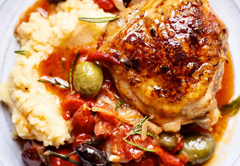 Chicken Breasts with Tomatoes, Olives and Mushrooms